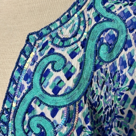 Lilly Pulitzer Beaded Tunic Top in Amelia Island Size L - Picture 4 of 11